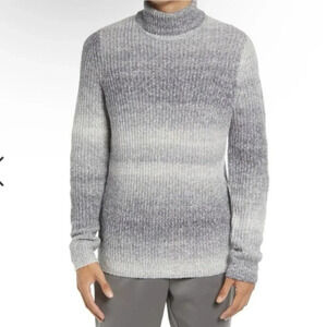 Open Edit Sweater Mens Size XXL Turtleneck Ombre Grey Spacedye Knit Pullover
